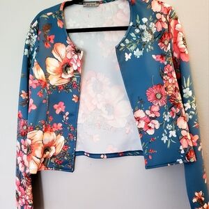 Diane Von Furstenberg Blue Floral Blazer
